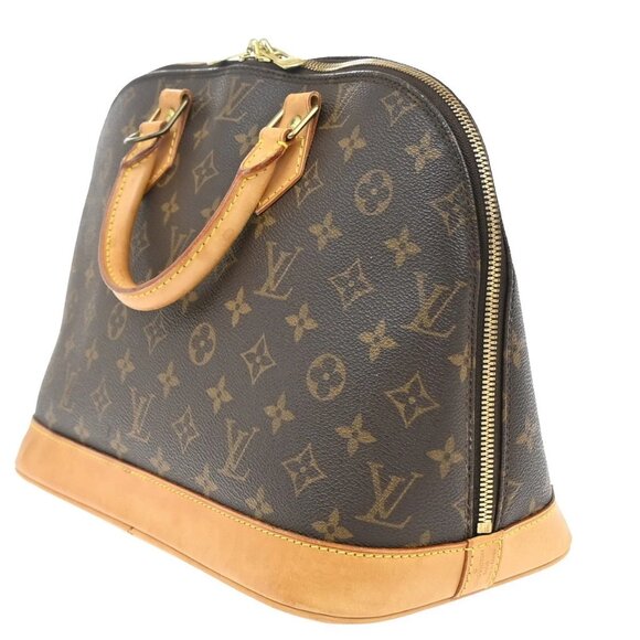 LOUIS VUITTON LV Logo Alma Hand Bag Monogram Leather Brown France M51130 73EF862 - Picture 4 of 15